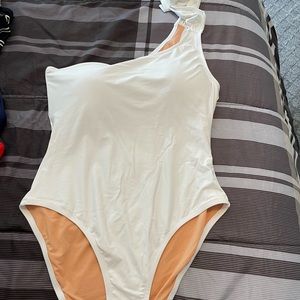 COPY - JCrew white one shoulder tie bow swimsuit one piece NWT 12